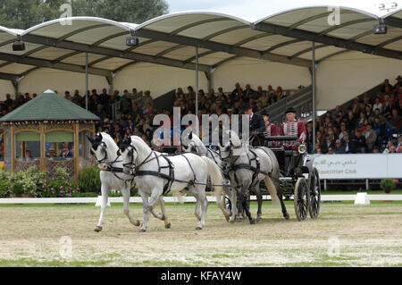Zoltan Lazar HUN), Jeux équestres mondiaux, Aix-la-Chapelle, 30 août 2006, dressage de conduite Banque D'Images
