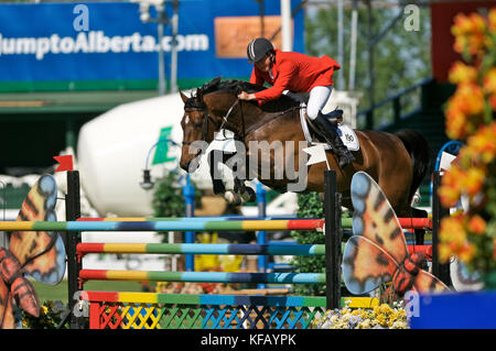 Le nord-américain, Spruce Meadows, 2006 Défi Pepsi, Federico Fernandez (MEX) équitation Frida Banque D'Images