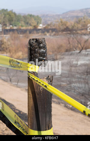 La région brûlée du Canyon de gauche 2 incendie au parc régional Canyon Peters Orange dans le sud de la Californie . Le parc reste fermé à compter du 30 octobre 2017 Banque D'Images