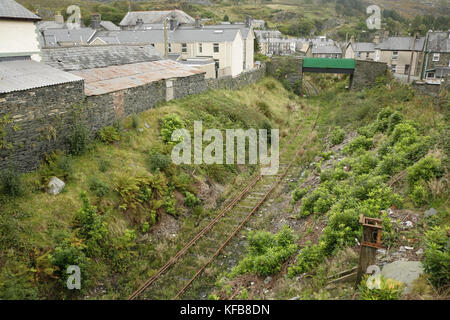 L'article de l'ancienne blaenau ffestiniog trawsfynydd - ligne de chemin de fer, blaenau ffestiniog, au Pays de Galles. Banque D'Images