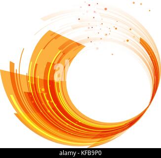 Abstract cercles technologiques sur fond orange, composition motion Illustration de Vecteur