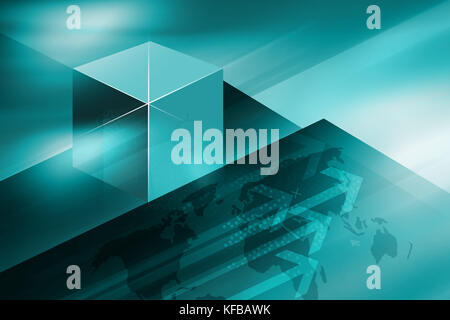 Résumé Contexte La technologie graphique Cubique , Connectivité mondiale de Digital World News Background Banque D'Images