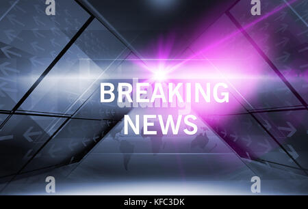 Arrière-plan de nouvelles numériques graphiques avec des flèches et en informations de texte. Banque D'Images