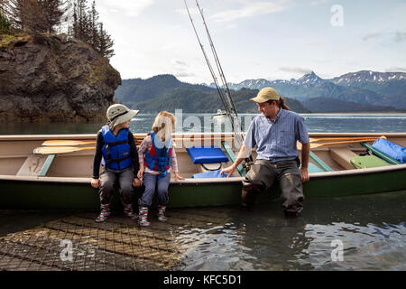 Usa, Alaska, Homer, Chine poot, baie Kachemak Bay, de sortir de la baie Kachemak Wilderness Lodge en canoë Banque D'Images