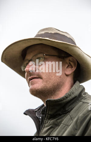 Usa (Oregon), Joseph, portrait of cowboy cody Ross dans le canyon jusqu'big Sheep Creek dans l'Oregon au nord-est Banque D'Images