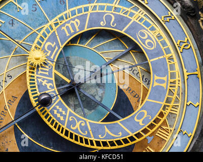 La partie astrologique de l'horloge astronomique Banque D'Images