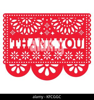 Papel picado vector design - carte de remerciement, modèle mexicain Illustration de Vecteur