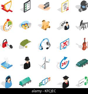 Gamme icons set, style isométrique Illustration de Vecteur