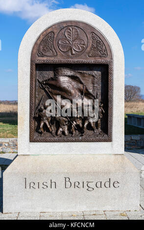 Mémorial de la Brigade irlandaise sur Bloody Lane (chemin creux), champ de bataille National d'Antietam, Sharpsburg, Maryland, États-Unis Banque D'Images