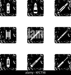 Icons set du tabac, grunge style Illustration de Vecteur