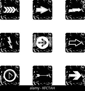 Types de flèches icons set, grunge style Illustration de Vecteur