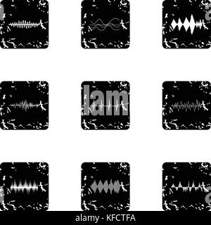 Piste musicale icons set, grunge style Illustration de Vecteur