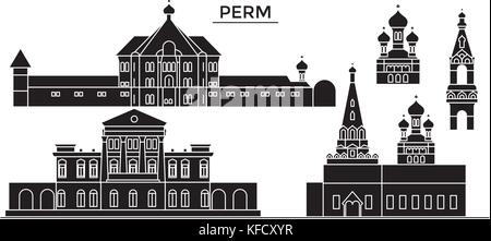 La Russie, l'architecture de paysage urbain de perm avec repères, rues, bâtiments, maisons, vecteur ,paysage de ville, coups modifiable Illustration de Vecteur