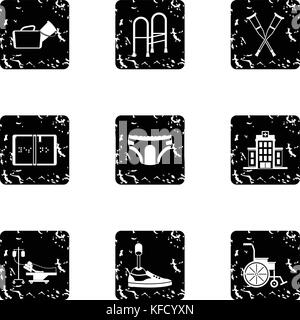 Mobilité icons set, grunge style Illustration de Vecteur