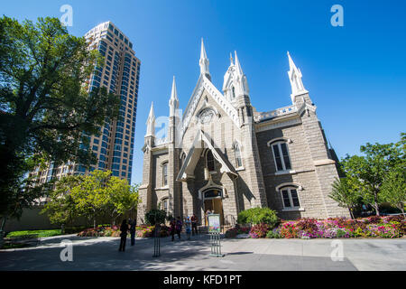 Mormon hall d'assemblage de temple square, Salt Lake City, Utah, USA Banque D'Images