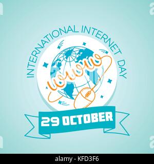 Pour chaque jour de calendrier le 29 octobre. carte de vœux. maison de vacances - Journée internationale de l'internet. icône dans le style linéaire Illustration de Vecteur