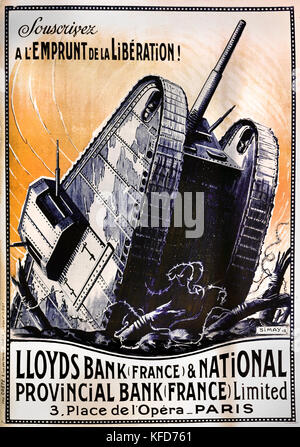 Abonnez-vous au prêt de libération. Lloyds Bank et National provincial Bank, 1918. Première Guerre mondiale - première Guerre mondiale, la Grande Guerre, du 28 juillet 1914 au 11 novembre 1918. Banque D'Images