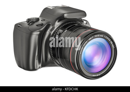 Reflex numérique, caméra libre. Le rendu 3D isolé sur fond blanc Banque D'Images