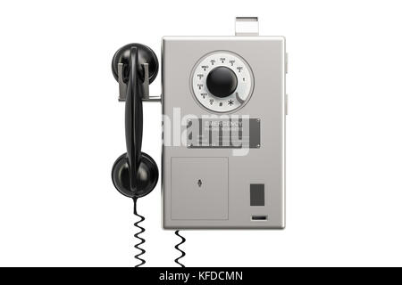 Payphone, rendu 3D isolé sur fond blanc Banque D'Images