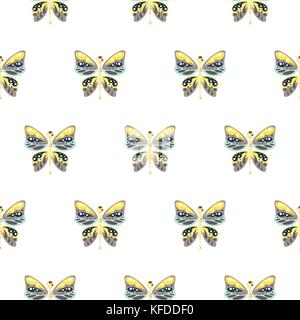 Papillon jaune et bleu bébé modèle vectoriel continu. Illustration de Vecteur