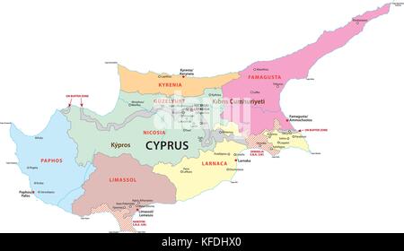 Chypre carte vectorielle administrative et politique Illustration de Vecteur