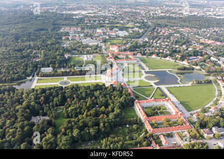 Vue aérienne du château Nymphenburg (Schloss Nymphenburg), Munich, Bavière, Allemagne Banque D'Images