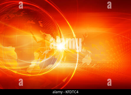 News graphique avec fond carte du monde et des cercles ronds Banque D'Images