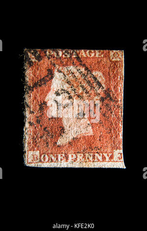 1841 la reine victoria penny timbre rouge Banque D'Images