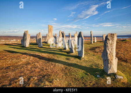 Soirée d'automne à la Stone Circle à callanish, Isle Of Lewis, Western Isles, îles Hébrides, Ecosse, Royaume-Uni Banque D'Images