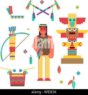 Illustration d'un Native American Indian -- dans un costume traditionnel Banque D'Images