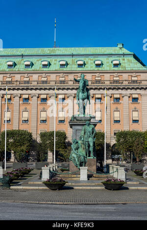 Gustav Adolfs Torg, place publique avec la statue équestre du roi Gustav II Adolf, Norrmalm, Stockholm, Suède Banque D'Images