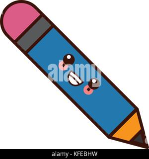 Crayon en bois isolé kawaii cartoon Illustration de Vecteur