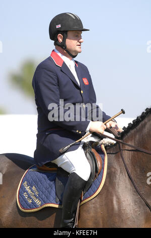 Robert Smith (GBR) équitation Van Gelis, Winter Equestrian Festival de Wellington, Floride, Janvier 2007 Banque D'Images