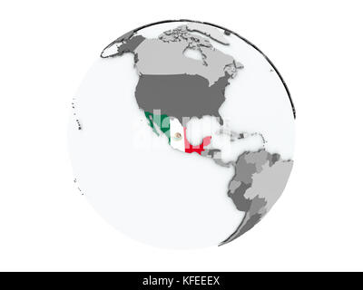 Mexique sur le globe politique avec drapeaux intégrés. Illustration 3D isolée sur fond blanc. Banque D'Images