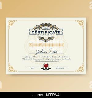 Certificat de réussite élégant vintage avec des ornements, format a4. vector illustration Illustration de Vecteur