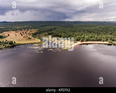 Ontario canada contryside nature vue aérienne de haut en bas d'une rivière qui coule à l'intérieur lake Banque D'Images