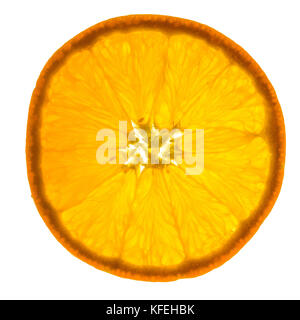 En forme ronde orange slice isolated on white Banque D'Images