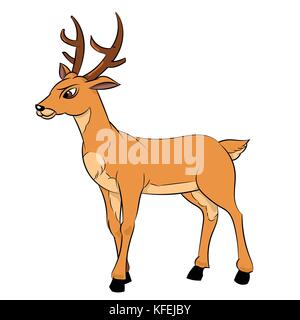 Illustration de deer cartoon, élégant deer isolé sur fond blanc-vector illustration Illustration de Vecteur
