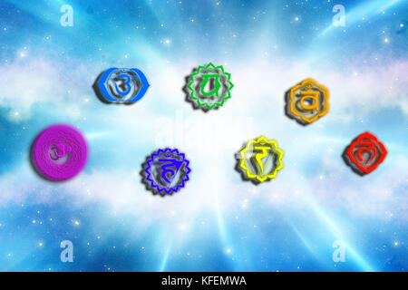 Symboles Chakra colorés Banque D'Images