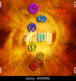 Symboles Chakra colorés Banque D'Images