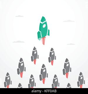 Concept de leadership avec des fusées dans le style isométrique Illustration de Vecteur