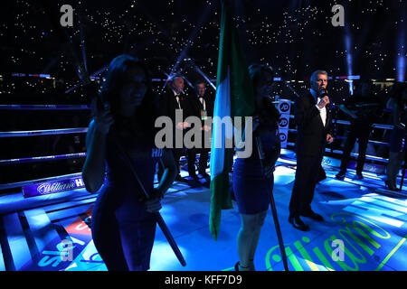 L'annonceur Michael Buffer au stade de la Principauté, Cardiff. Banque D'Images