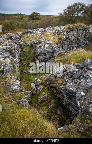 L'Âge du Fer Sallachy Broch sur le bord du Loch Shin près de Lairg, Sutherland, les Highlands écossais, UK Banque D'Images