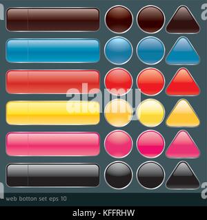 Boutons web brillant ensemble. illustrations vectorielles. Illustration de Vecteur