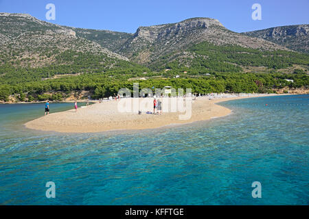 Cap ou la corne d'or ( ) de Zlatni rat sur l'île de Brac, mer Adriatique, mer méditerranée, île de Brac, Dalmatie, Croatie Banque D'Images