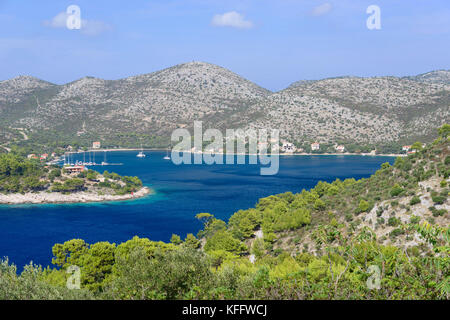 Skrivena luka naturel de marina, mer Adriatique, mer méditerranée, Skrivena luka, île de Lastovo, parc naturel, Dalmatie, Croatie Banque D'Images