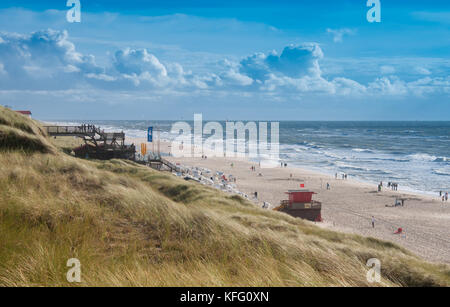 Jour de vent sur la plage, Sylt, Allemagne Banque D'Images