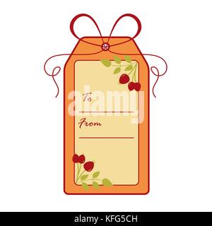 Gift tag avec la branche de cynorhodon. vente et shopping concept. Conception pour carte postale, bannière, affiche ou imprimer. Illustration de Vecteur