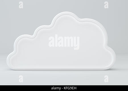 Icône de nuage blanc. Le rendu 3D sur fond de studio. Banque D'Images