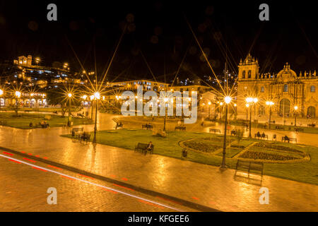 Plaza de Armas de nuit à Cusco Pérou Banque D'Images